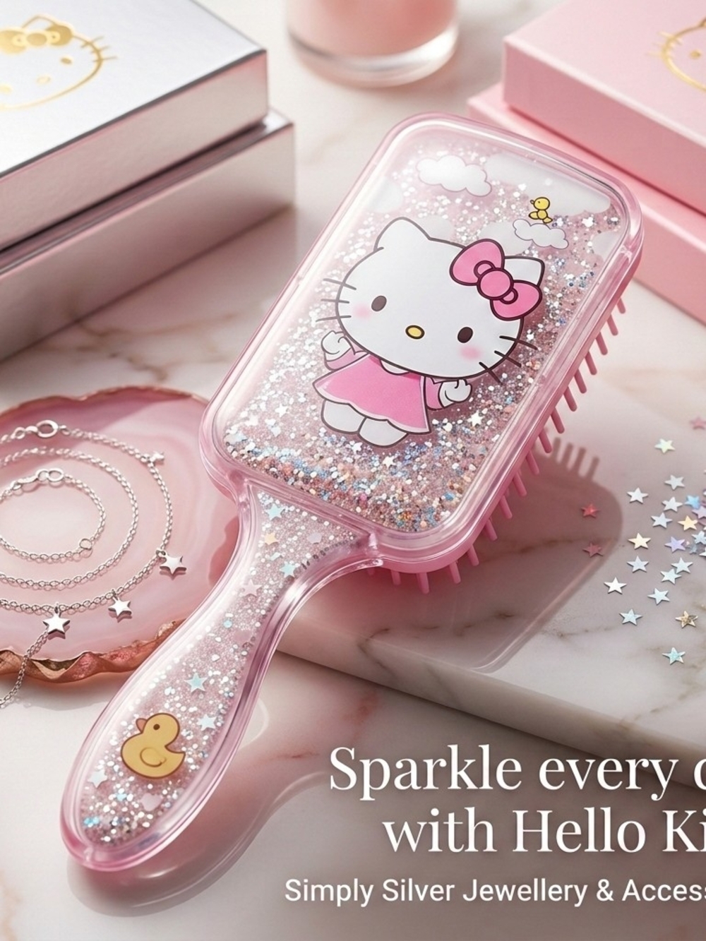Hello Kitty Pink Glitter Hair Brush with Duck Accent